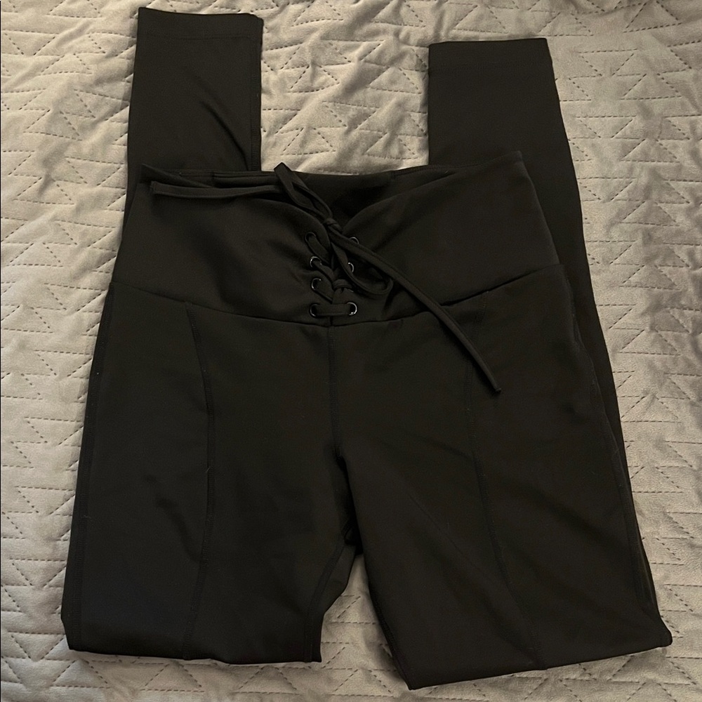 Guess Workout Leggings Black Lace-Up Women's Pants